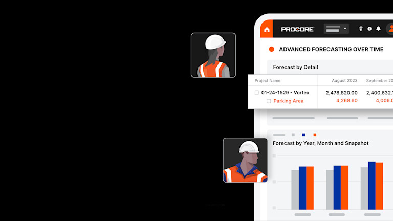 Illustration of Procore's app on a smartphone