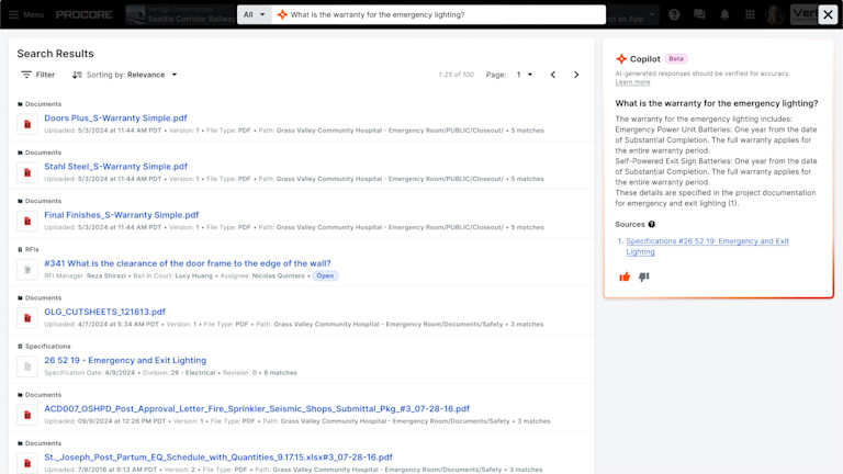 Procore Assist Product Screen